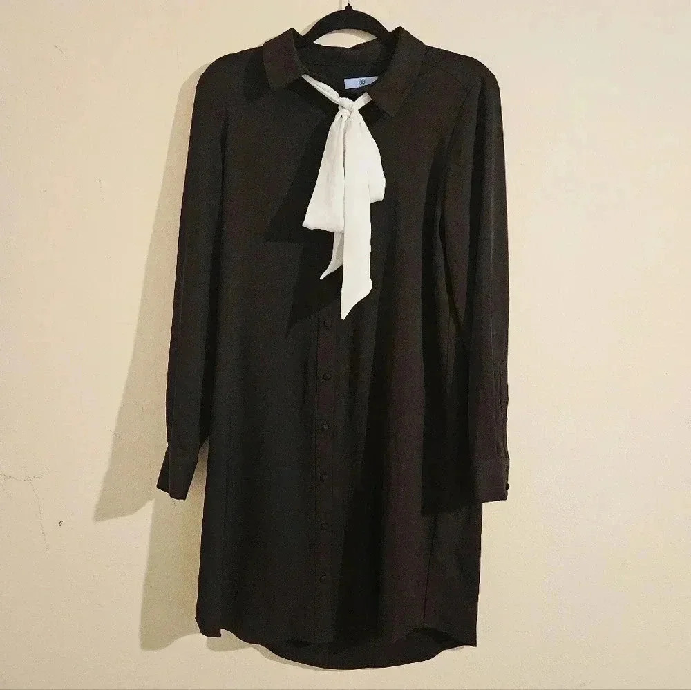 CeCe Neck Tie Button Front Dress